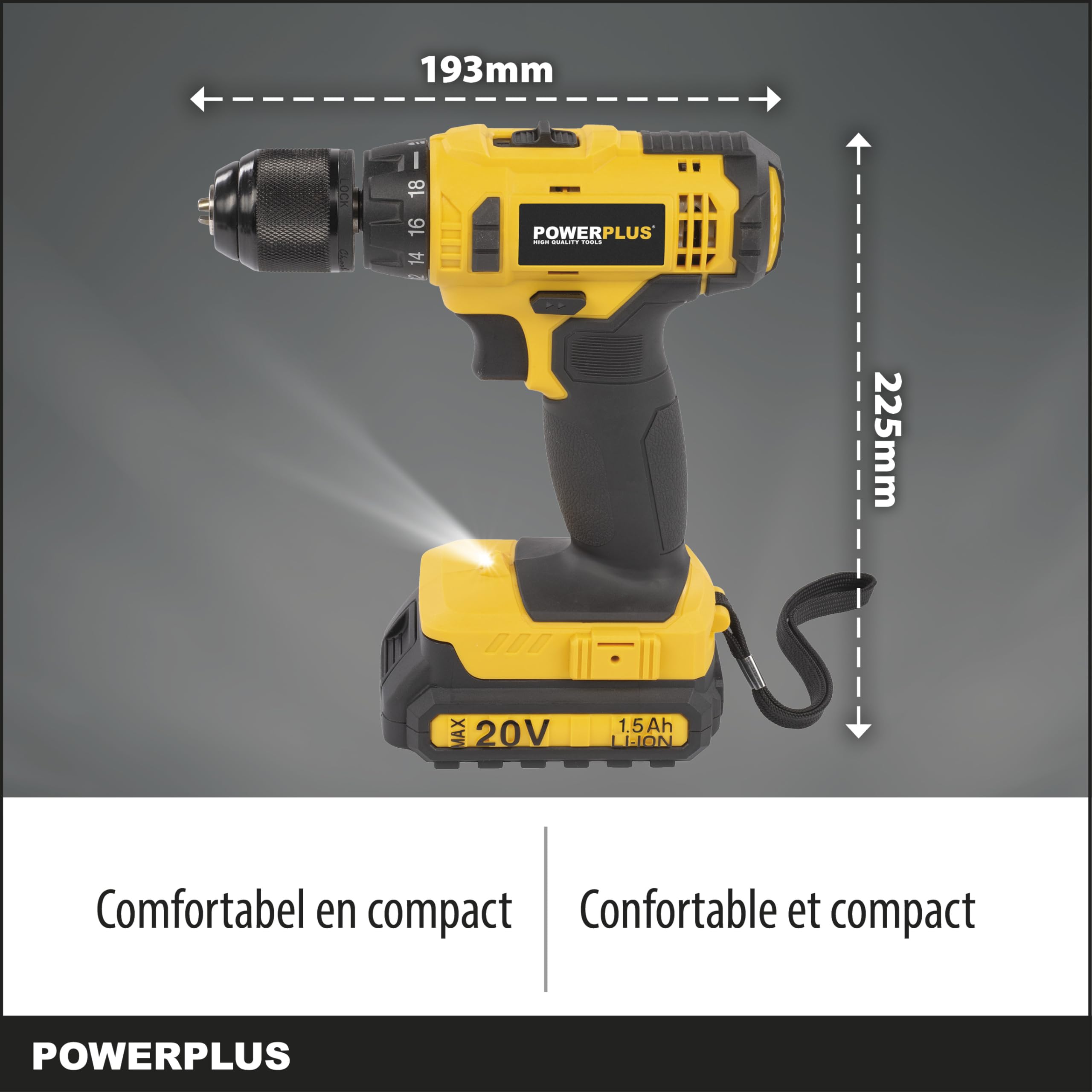 Powerplus POWX00435 POWX00435-Taladro/Atornillador 20v Li-ion 2 Bat