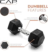 Vista 4 de CAP Barbell Rubber Coated Dumbbell Weight Set with Vertical Rack 100 lb, 150 lb, and 210 lb Options