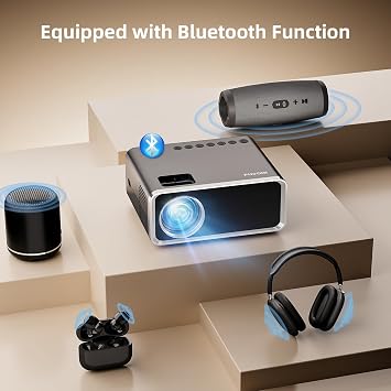 FUDONI Projector with WiFi and Bluetooth 4K Supported, Upgraded 18000L Outdoor Movie Projectors Native 1080P FHD, Video Projector for Home Theater, Compatible w/HDMI/USB/iOS/Android/Windows/TV Stick