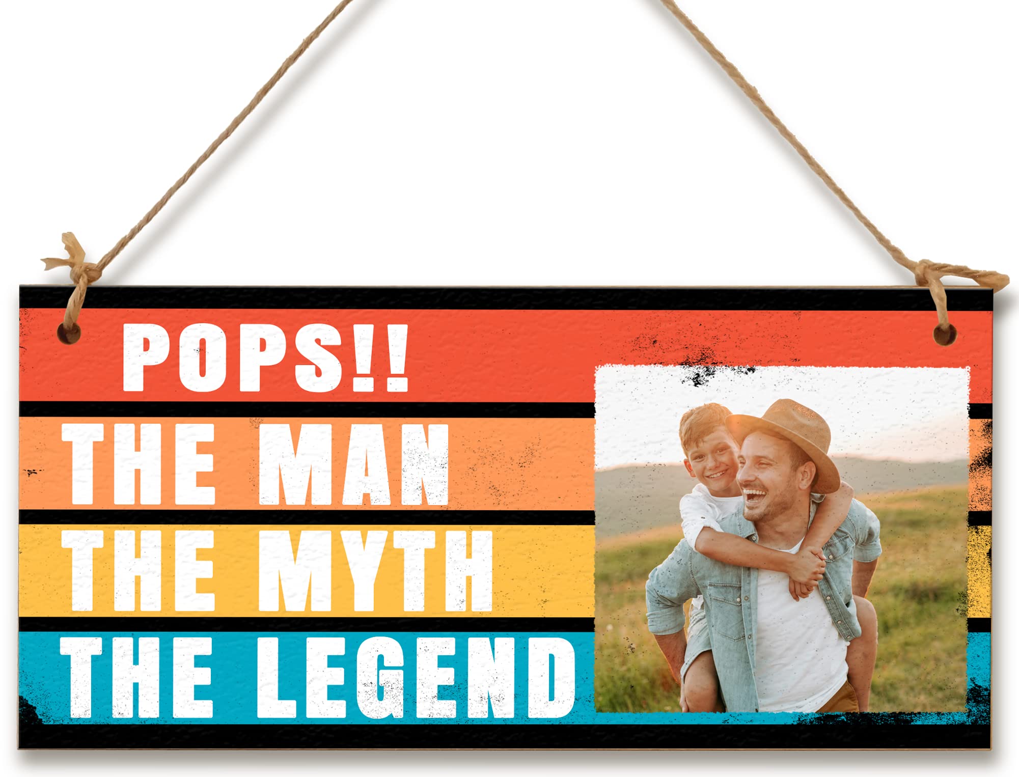 The Plum Penguin Multicolour Personalised Wooden Plaque With Photo Pops The Myth The Legend Gift For Daddy Grandad Door Sign Hanging Man Cave Shed