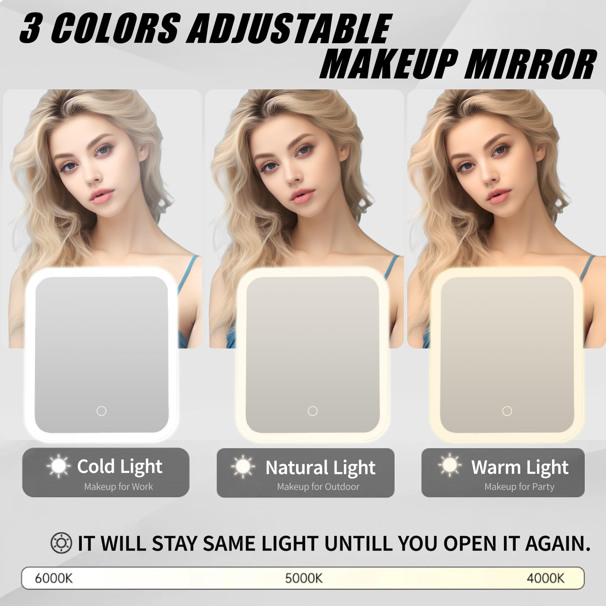 Travel Makeup Bag with LED Mirror, Adjustable Dividers and USB Cable