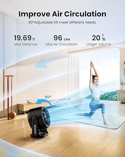 Miniatura 7 de Gaiatop Ventilador de escritorio con control táctil, batería de 4000 mAh, ventilador de dormitorio ultra silencioso de 5 velocidades con pantalla