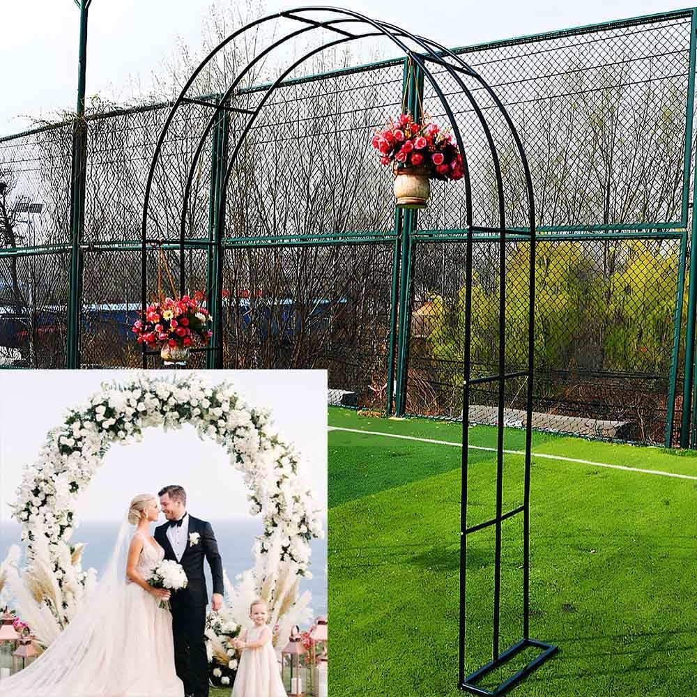 Schwarzer Metall-Gartenbogen für Kletterpflanzen – 0,8 x 2,0 m Stahlrahmenständer für Rosen, Jasmin, Passionsreben – langlebige Dekoration für den Außenbereich
