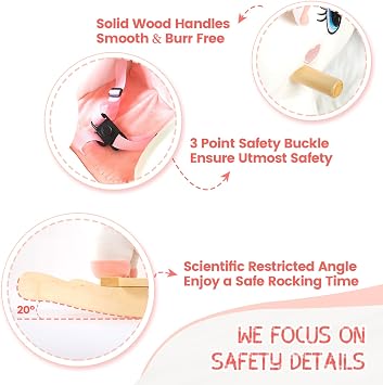 FUNLIO Unicorn Baby Rocking Horse, Rainbow Fairy Unicorn Rocking Horse for Toddlers 6 Months to 3 Years, Stuffed Ride-on Animal Rocker, Easy to Assemble, Nursery, CE & CPC Certified