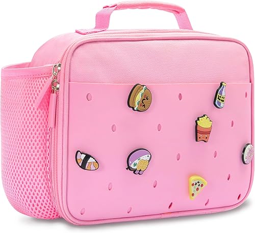 Miniatura 1 de Lonchera térmica para niños, bonita lonchera reutilizable para la escuela, picnic, regalos de cumpleaños para niñas (rosa)