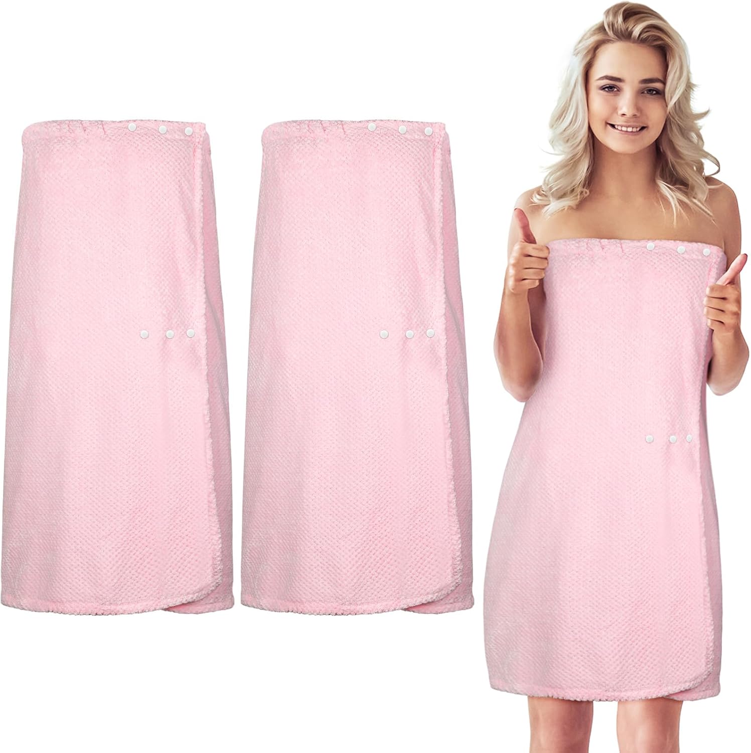 Tigeen 2 Pcs Spa Body Towel Wrap for Women with Adjustable Lightweight Spa Robe Closure Elastic Top Soft Bathrobe Wrap