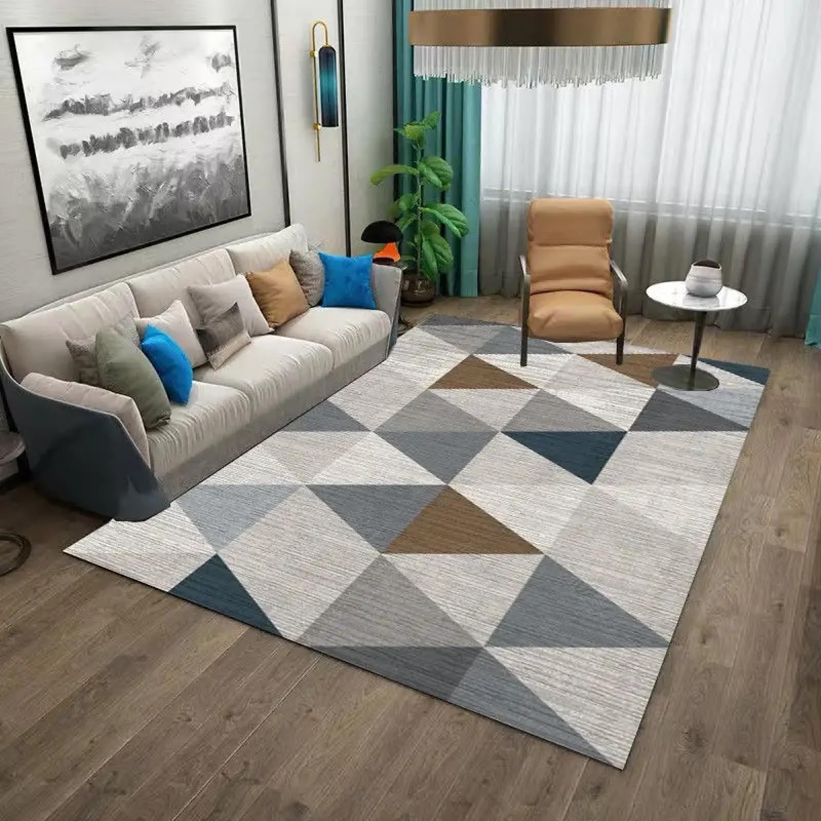 Tapis de chambre moderne et géométrique abstrait pour créer un cocon douillet