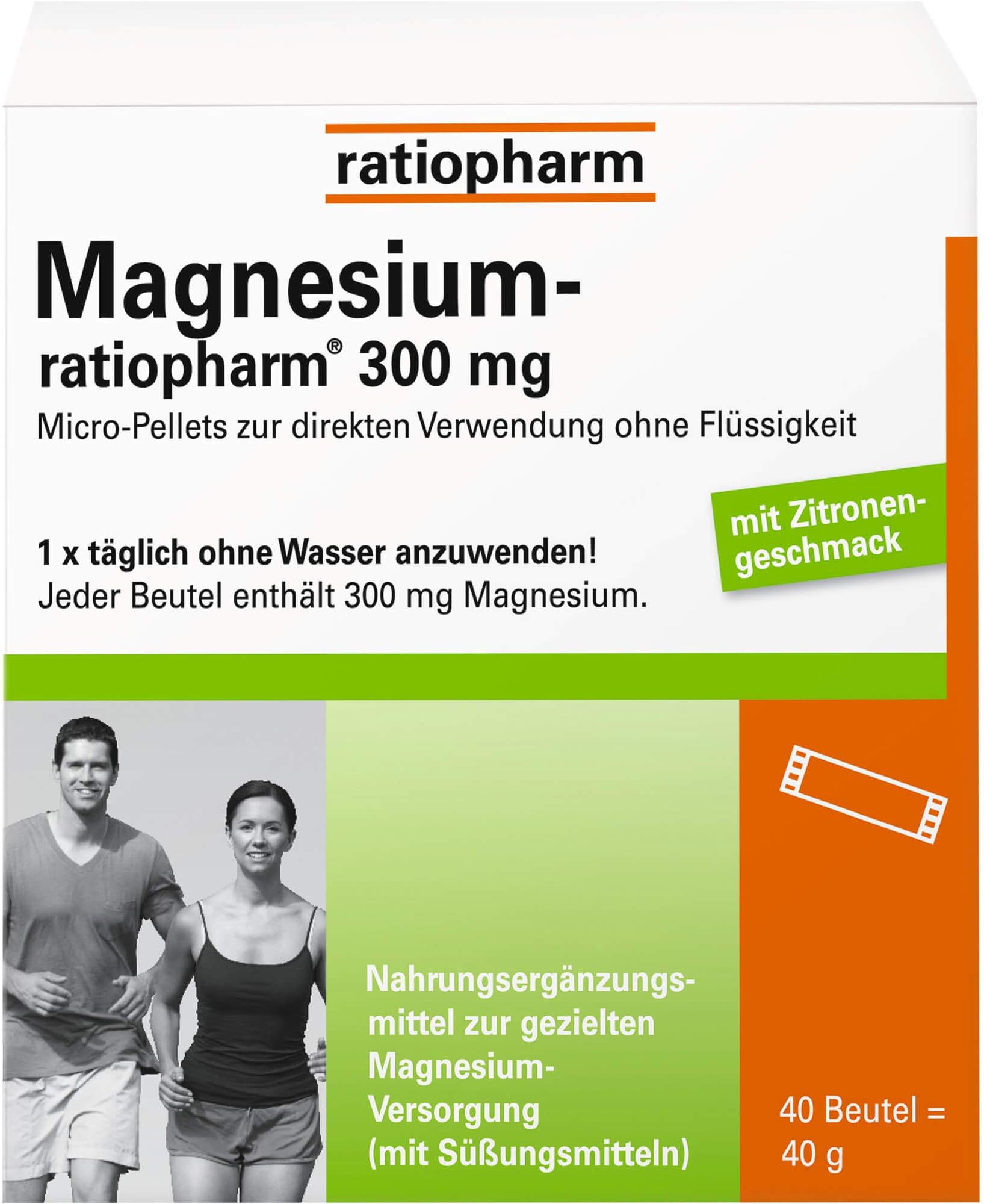 Magnesium-ratiopharm 300 mg Direktgranulat, 40 pcs