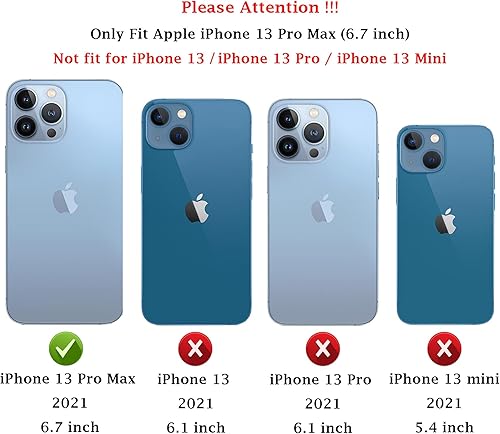 Miniatura 2 de Funda para iPhone 13 Pro Max con cubierta para lente de cámara, protector de pantalla HD, protección contra caídas de grado militar, soporte de