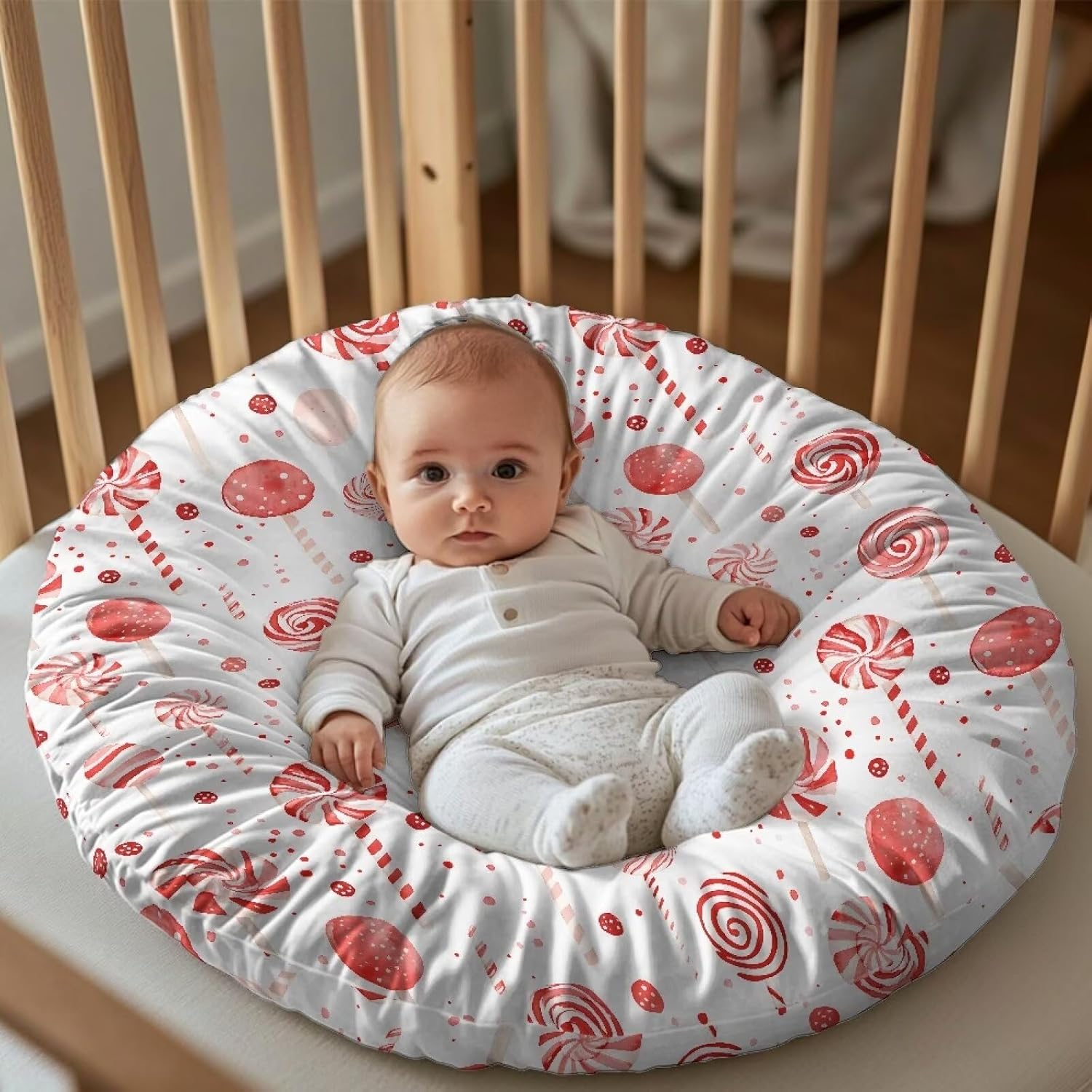 2 Pack Red Candy Newborn Lounger Cover Neutral, Removable Washable Soft Slipcover for Infant Lounger Pillow for Home Travel for Baby Playing Sleeping
