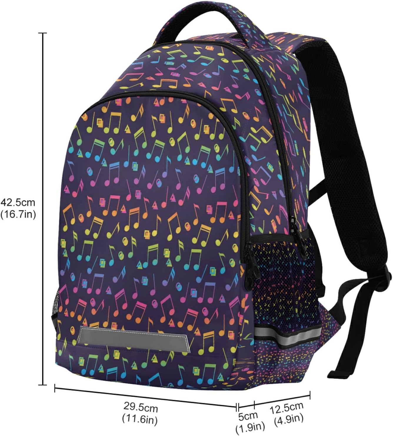 Eionryn Rainbow Music Note Backpack Laptop Backpacks Book Bags Water Resistant Daypack Durable College Shoulder Bag Sports Travel Day Pack