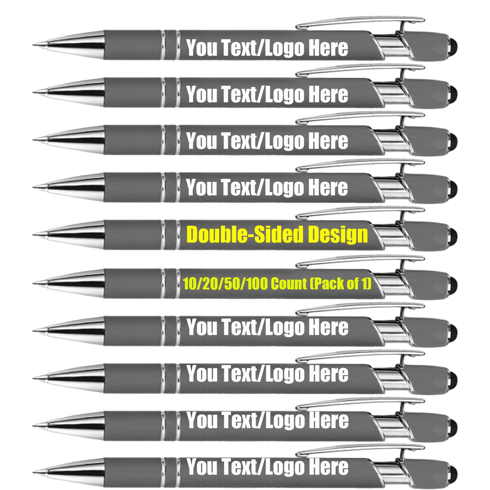 10/20/50/100pcs Personalised Pens for Office Stylus Pen Engraved Pen with Name Message - Ball Point Pens Multipack - Handwriting Pens for Business Conferences And Exhibitions (Dark Gray, 100PCS)