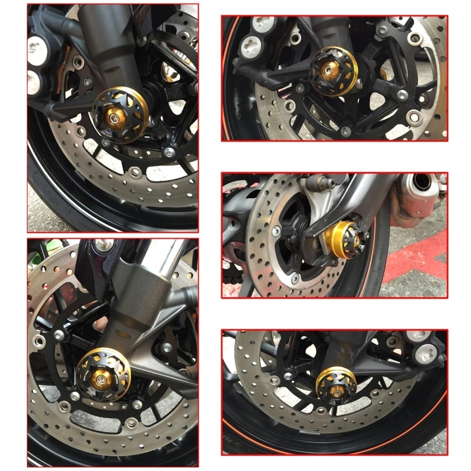 Do BMW R1200GS/ADV R1200R R1200S R1200RT R1200ST Motocykl Przednia oś widelca Ochraniacz na koło przed wypadkiem Sliders Ochrona przed upadkiem ślizgacze ramy (Kolor: Złote przednie koło)