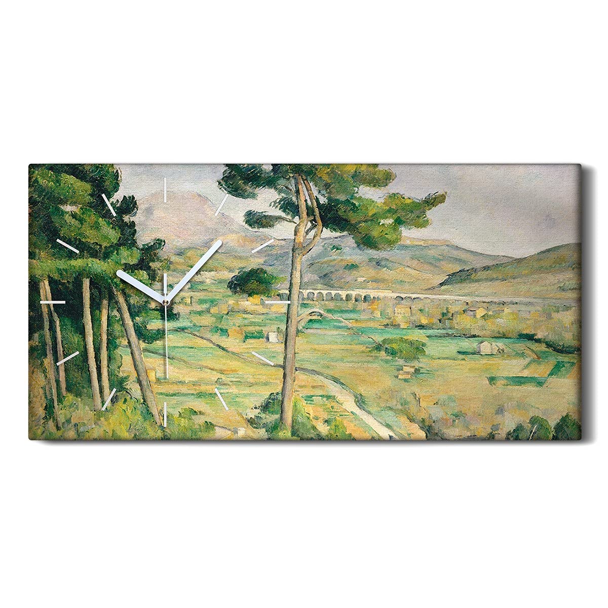 Horloge sur toile silencieuse 60x30 cm Mont Sainte-Victoire pour un salon moderne sans tic-tac