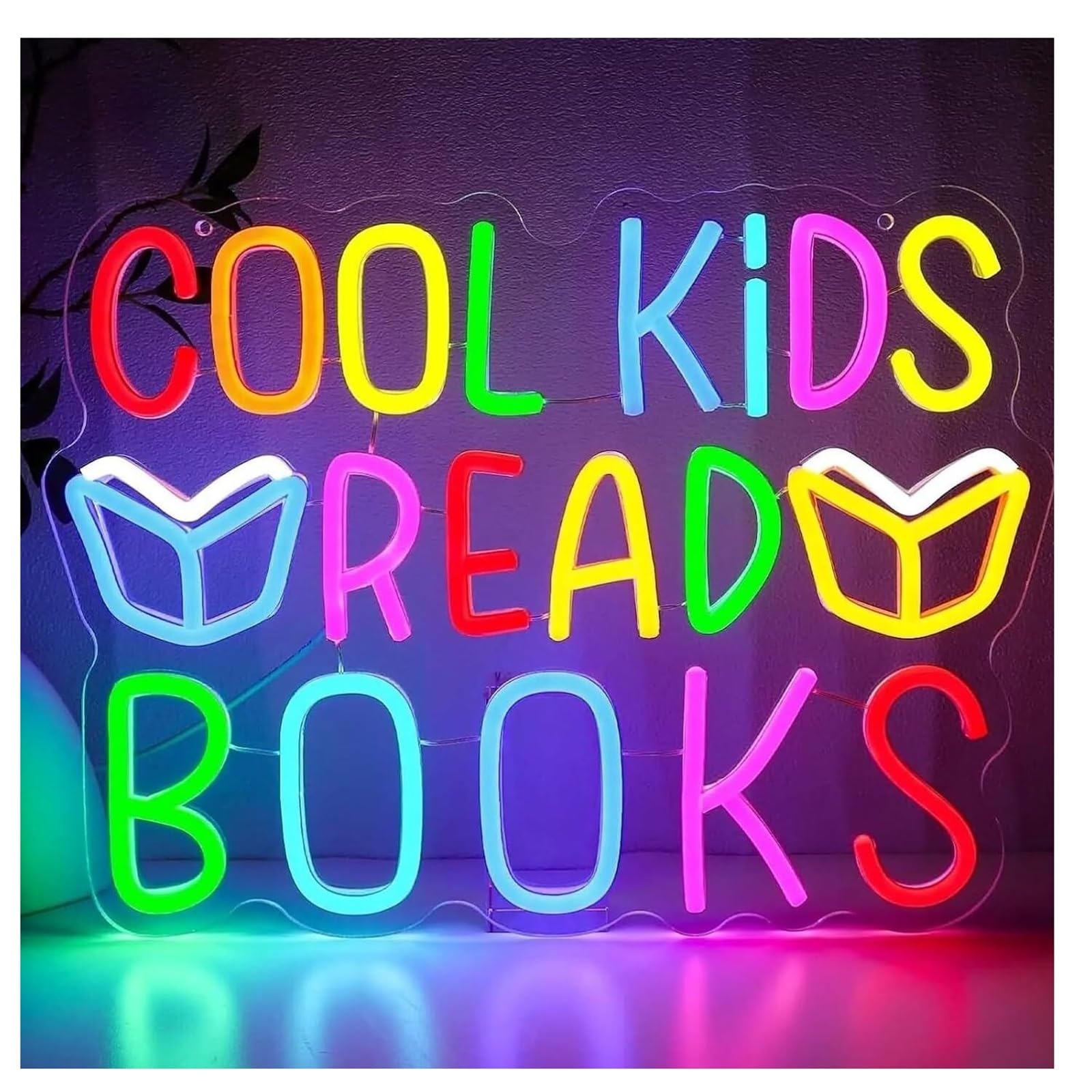 Zynther Neon lamp Soothing Ambiance Neon Sign Lamp Powered by, Cool Kids Read Books Lettera, Lights Suitable