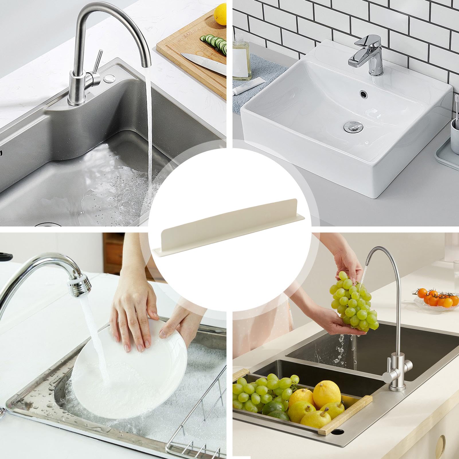 Paraspruzzi per lavandino, barriera antispruzzo per Rubinetto in Silicone, 50 x 8 x 4 cm, con, Protezione per l'igiene e Il Controllo 'Acqua in Vasca da Bagno, lavabo, Uso in Appartamento