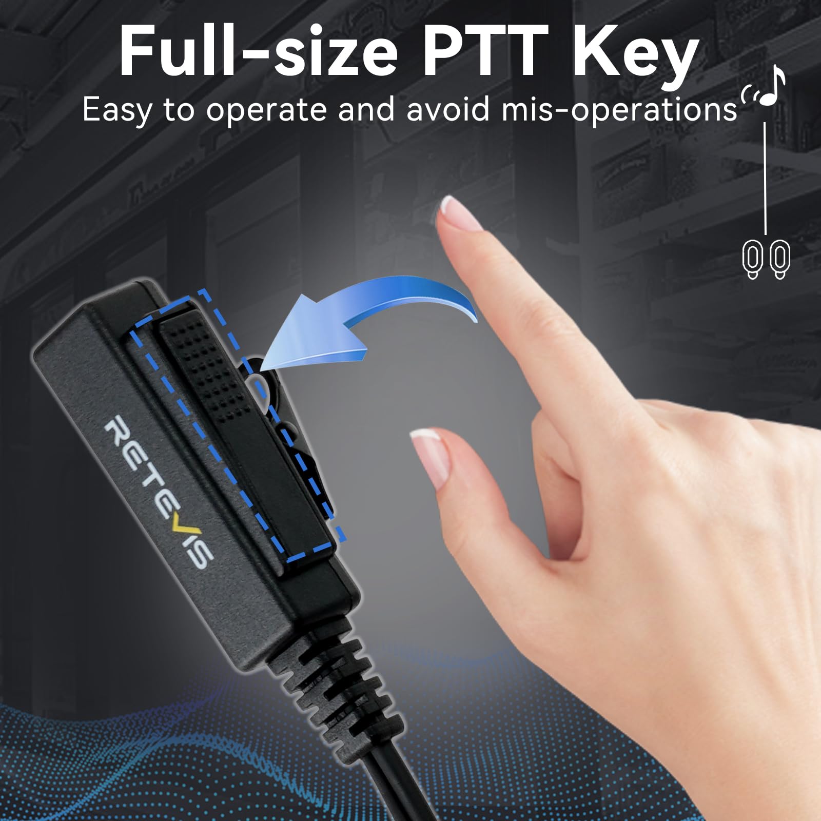 Retevis Auricolare a forma di G per walkie talkie con microfono, Big PTT RT22 RT68 H-777S RT22S RB68, compatibile con Baofeng BF-888S Arcshell pxton Walkie Talkie, auricolare radio a 2 pin a 2 vie