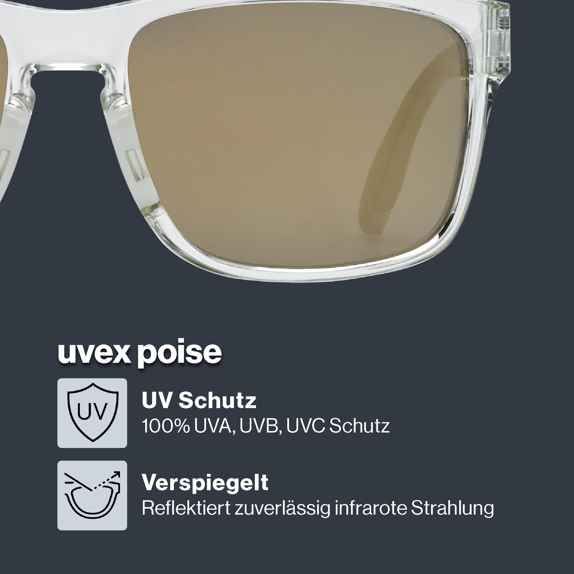 Uvex poise Sportbrille, clear/mir.gold, one size