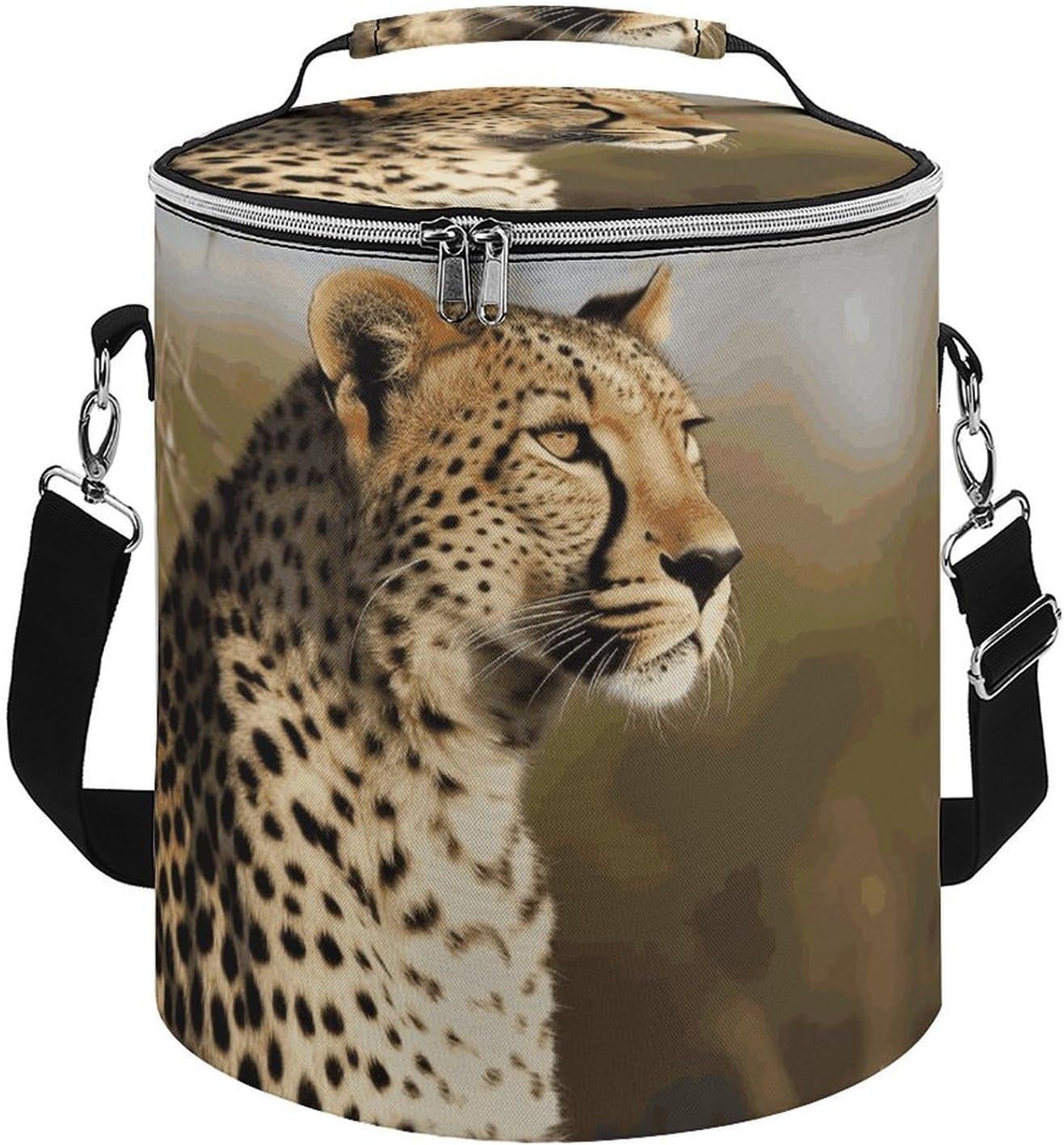 Wild Animal Leopard Lunch Bag 15L, Insulated Picnic Basket with Leakproof Design - Large Cooler Tote for Camping, Beach, Hiking & Groceries