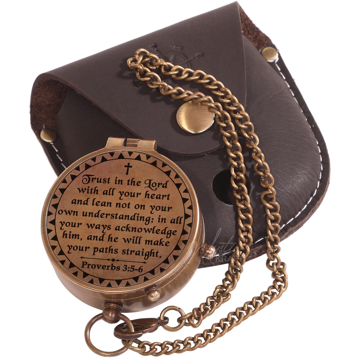 Brújula de bolsillo de latón grabada, regalos de bautizo para niños, niñas, Pascua, regalo católico, regalo de confirmación, primera comunión, día de graduación, regalo inspirador