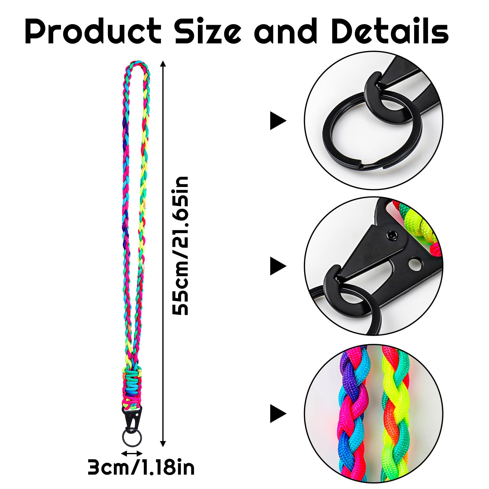 Vyuwast 3 Pcs Paracord Lanyards - Image 2