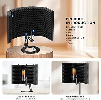Amazon.com: Aokeo Microphone Isolation Shield, Foldable Mic