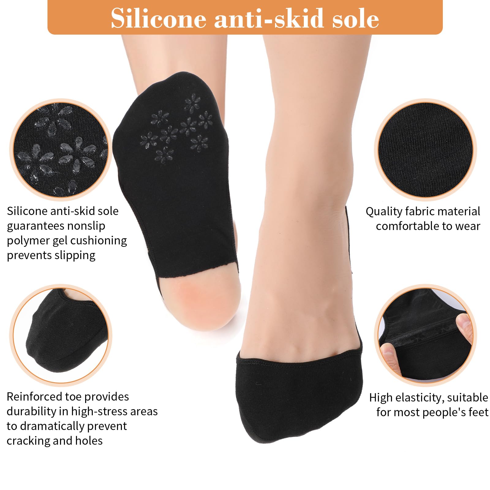 4 pares de calcetines acolchados para mujer, con forro de corte bajo, antideslizantes, para tacones, zapatos de vestir