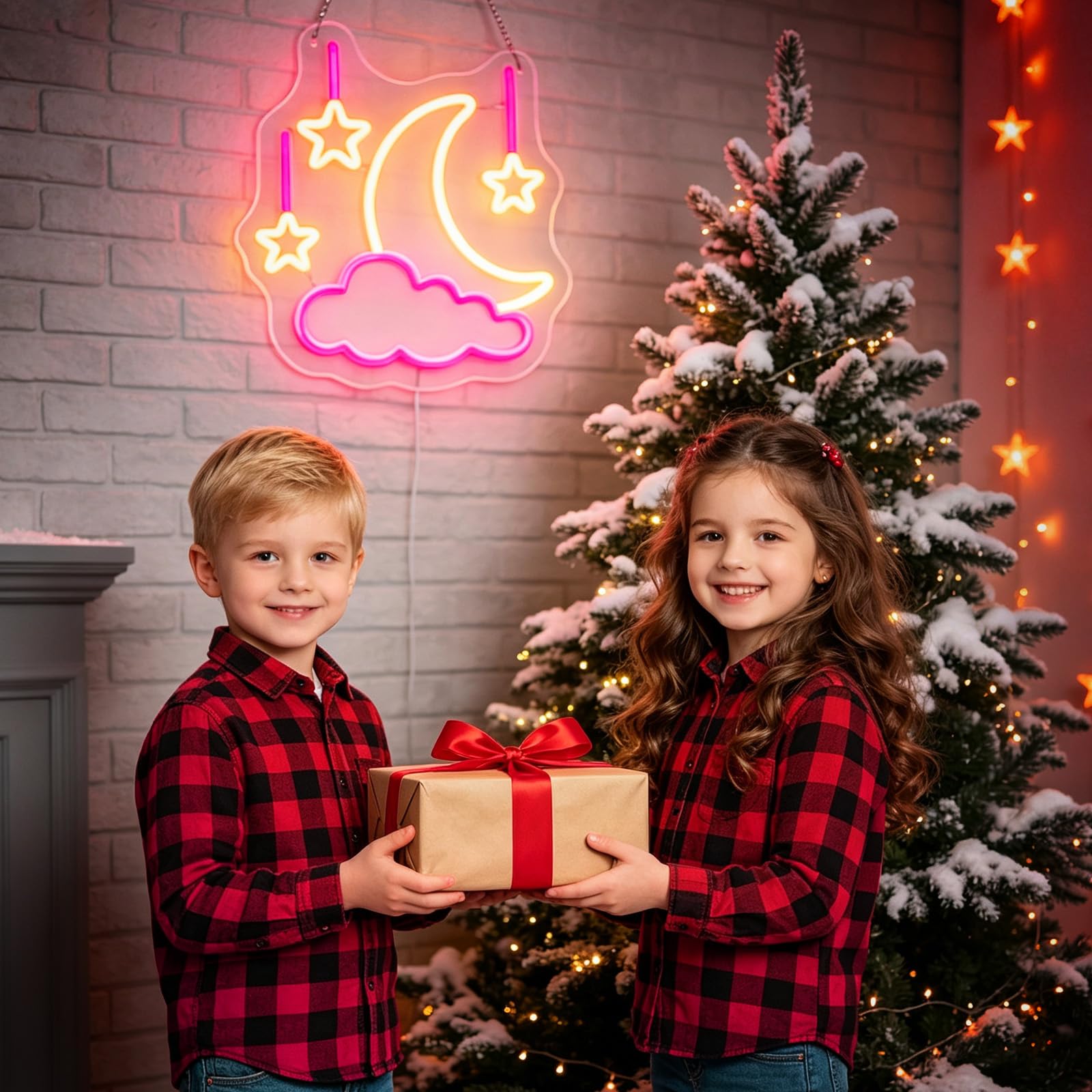 Insegna al neon a forma di luna nuvola per decorazione da parete, luce LED Luna Star, alimentata tramite USB, per camera da letto, bambini, romm bar, regali per bambini e ragazze