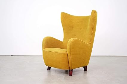 Interio Canape Wing Chair/Armchair in Yellow Colour for Living Room Home Decor