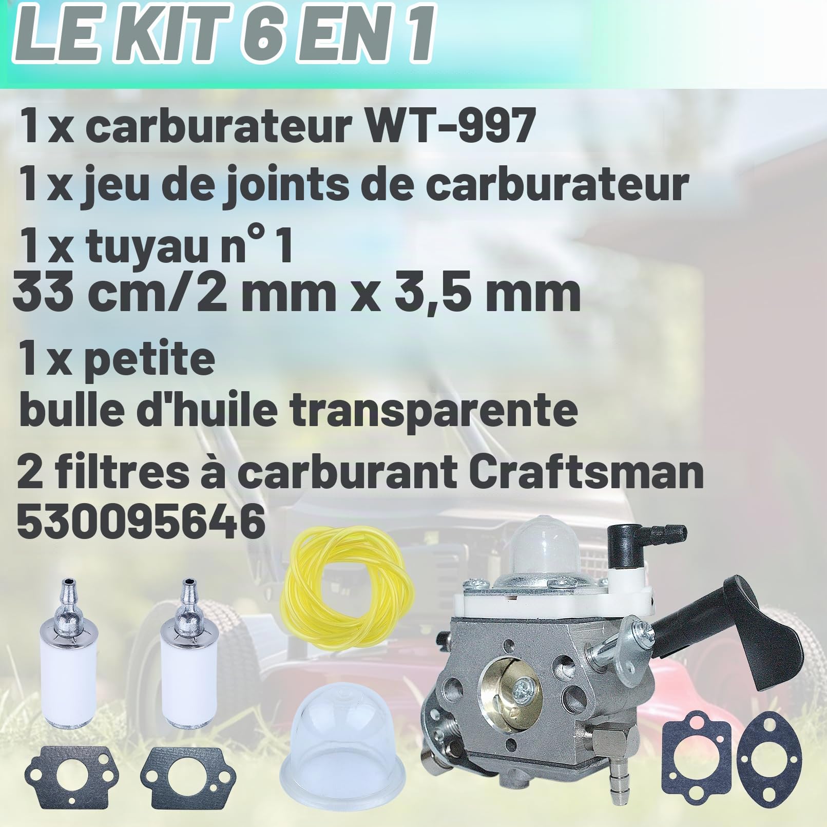Adefol Carburateur Pour Zenoah G230RC G260RC G270RC Moteurs, Carburateur WT-997 avce Jeu de Joints, Bulle d'huile, Filtre à Carburant, Remplacement Pour Walbro WT-997 WT-664 WT-668
