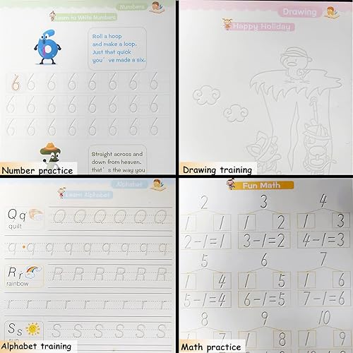 Miniatura 5 de Cuaderno mágico reutilizable para niños, cuaderno de práctica para caligrafía de 3 a 5 años, letras simples a mano, cuaderno de práctica de