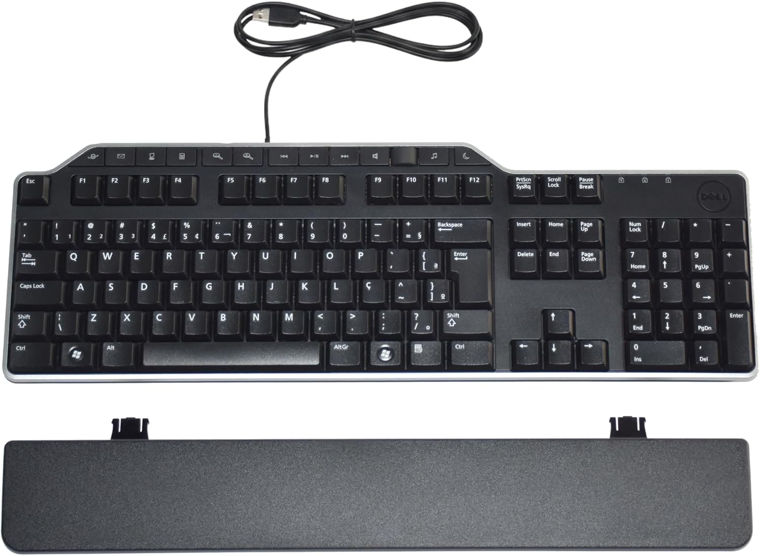 Dell KB522 Business Keyboard Multimedia 104 Keys Full Sized Keyboard with USB Hub & Palmrest – Brazilian Layout Compatible MPNs NV3WH,  0FRXW, 1RW52, X20M8, 7VHY1, 75RW8
