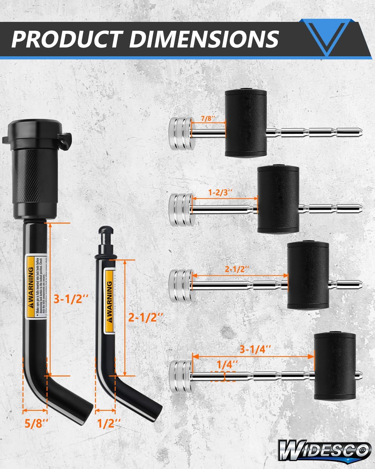 Keyed Alike Heavy Duty Trailer Coupler Lock Set - Trailer Ball Lock Fits 1-7/8", 2'' 2-5/16" Coupler, with 1/2'' and 5/8" Dia Dual Bent Pin Hitch Lock and Adjustable Coupler Latch Lock, Black