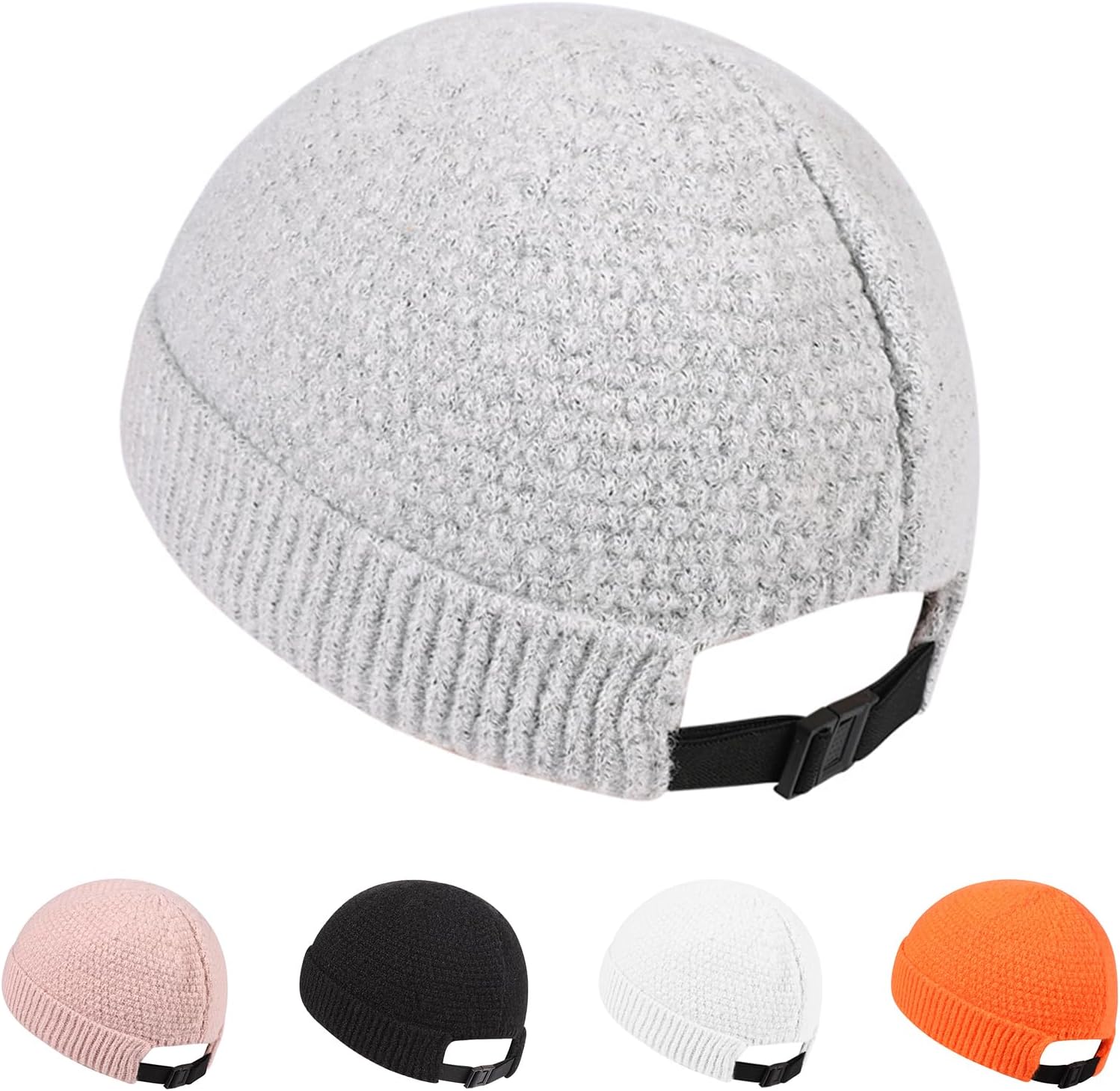 Mens Brimless Hats Docker Beanie Skull Caps Unisex Winter Warm Beanie Adjustable Leather Buckle Street