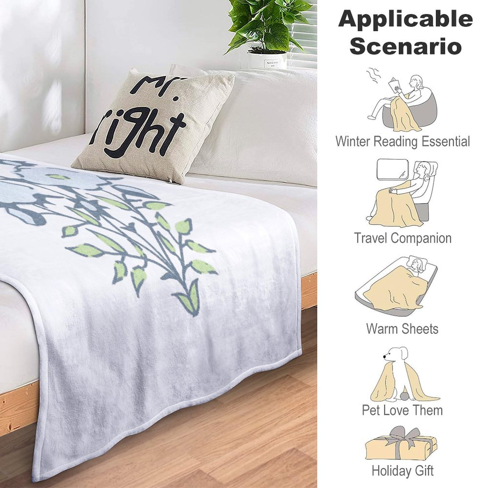 Neasow Coperta In Flanella Morbida Con Motivo Floreale Acquerello – Plaid Accogliente Per Divano E Letto (127 X 152 Cm) - Regalo Decorativo