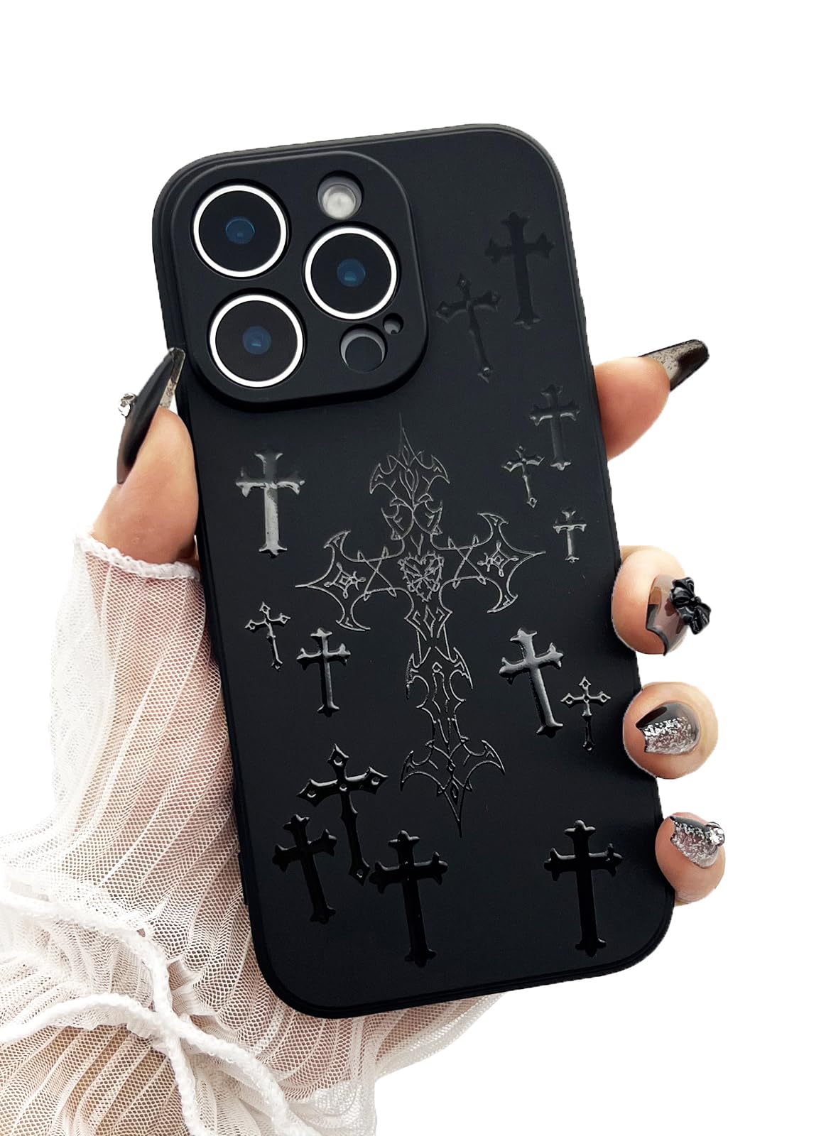 Photo 1 of Caqvkcs Bless Cross Case for iPhone 16e, Aesthetic Jesus Christian Goth Phone Case, Slim Fit Soft Protective Cover for iPhone 16e for Women and Men Black