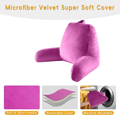 Miniatura 3 de Almohada de lectura para sentarse en la cama para adultos, almohada de lectura XL con espuma viscoelástica triturada, almohada de espalda para