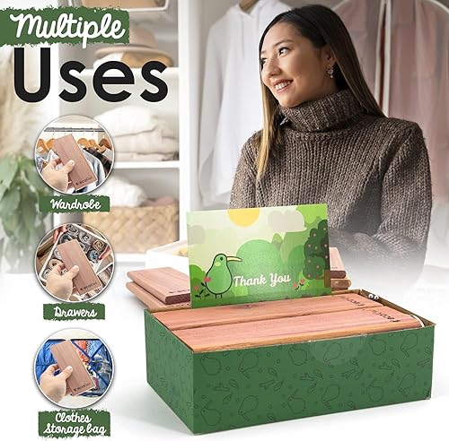 Miniatura 3 de ecoKiwi Bloques de cedro para almacenamiento de ropa, paquete de 10 unidades, tablones de cedro aromático 100% natural para armarios y cajones,