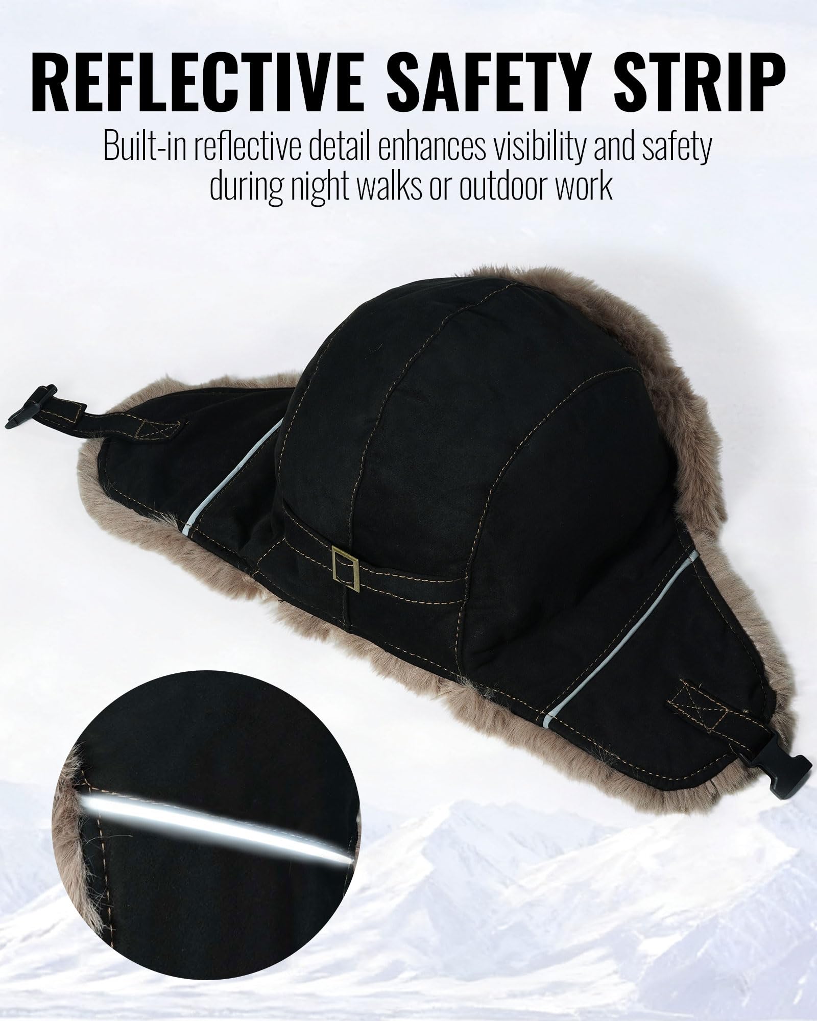 czapka zimowa, Czapka traperska zimowa, czapka lotnicza z nausznikami, ciepła typu bomber, termiczna uszanka(PL2509Khaki)