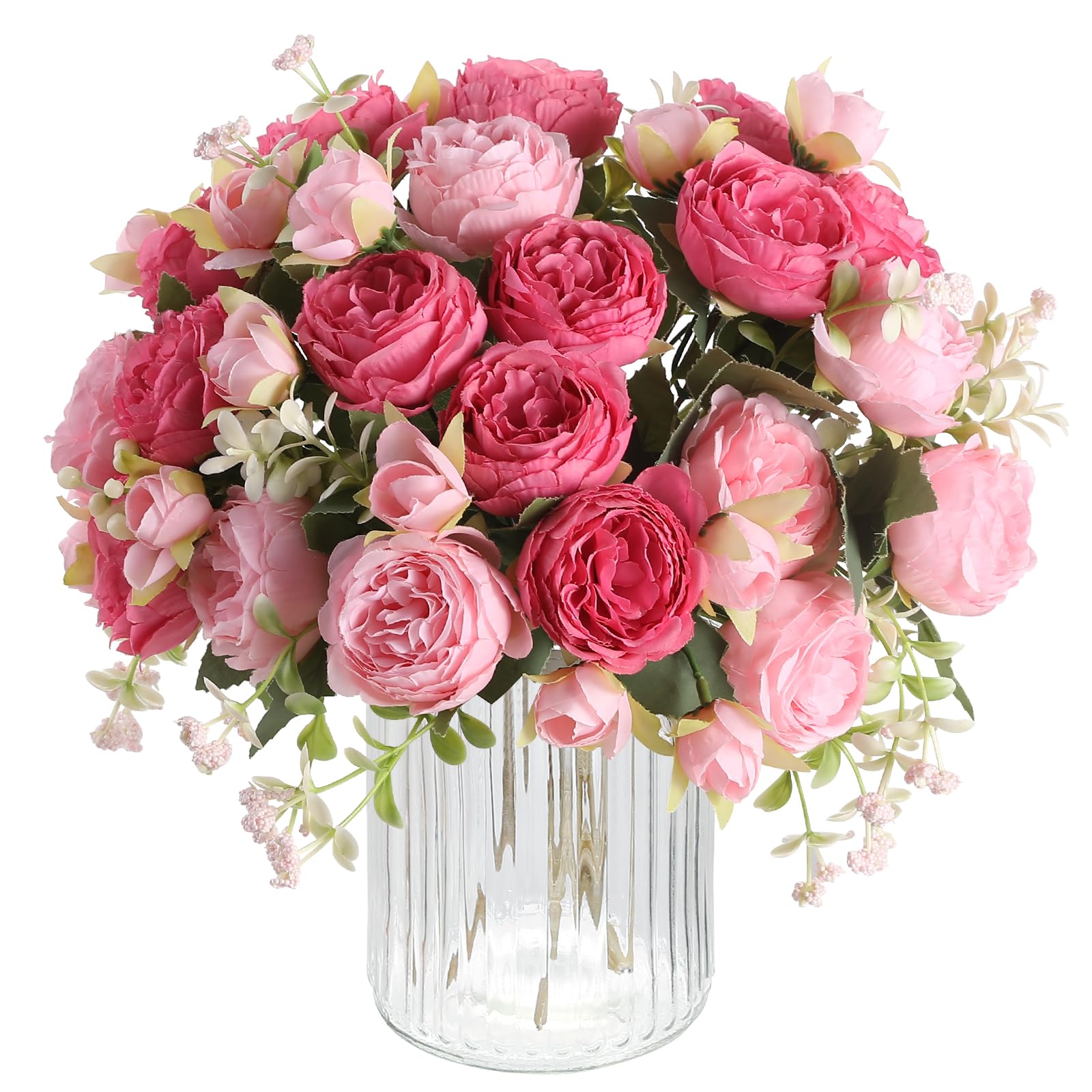 Floweroyal 4 Bunches Peony Artificial Flowers Pink Flowers Silk Peonies Bouquets for Wedding Party Table Centerpieces Floral Arrangement Home Kitchen Decor — image 1