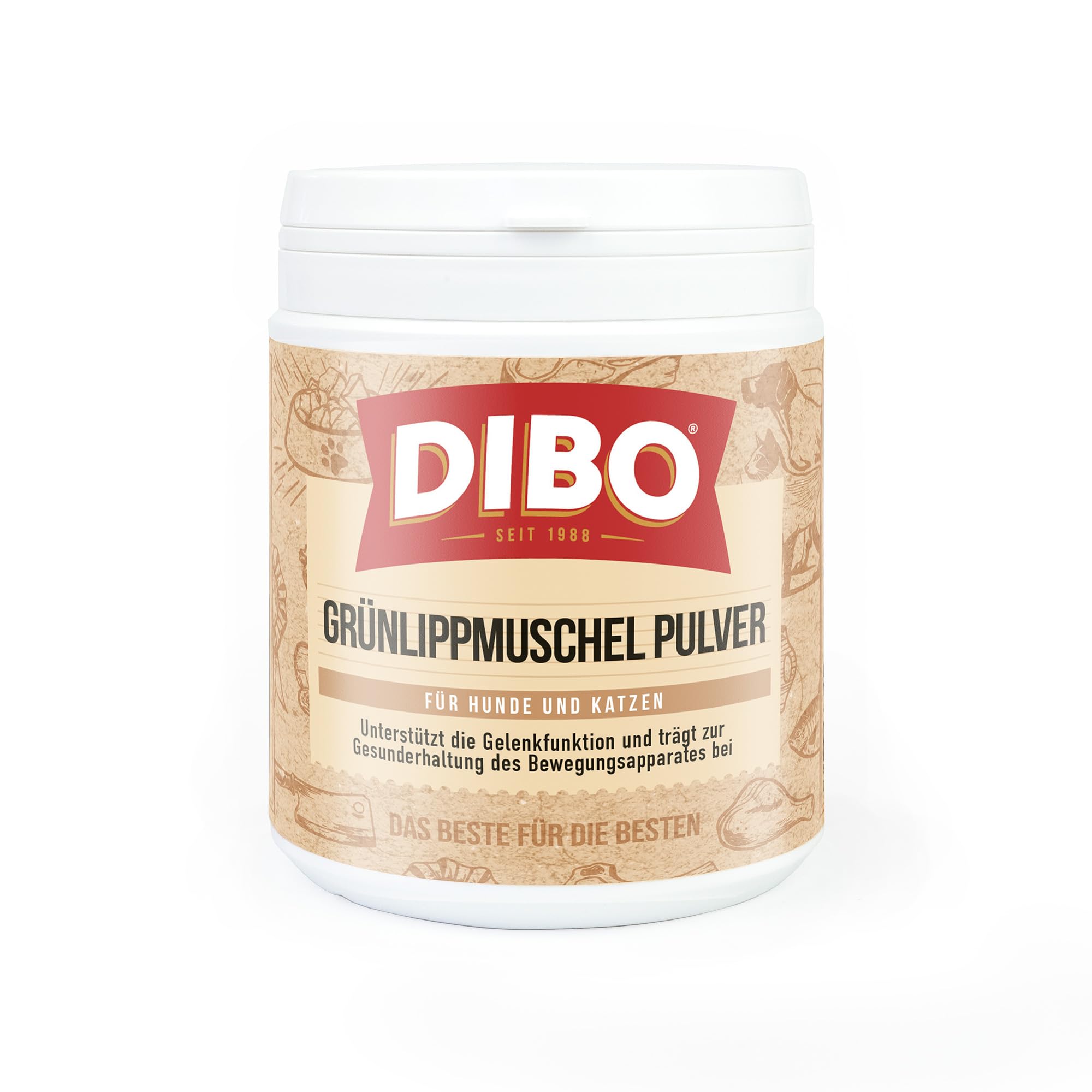 DIBO Grünlipp - Conchiglia in polvere, barattolo da 400 g, prodotto naturale al 100% per le articolazioni di cani e gatti