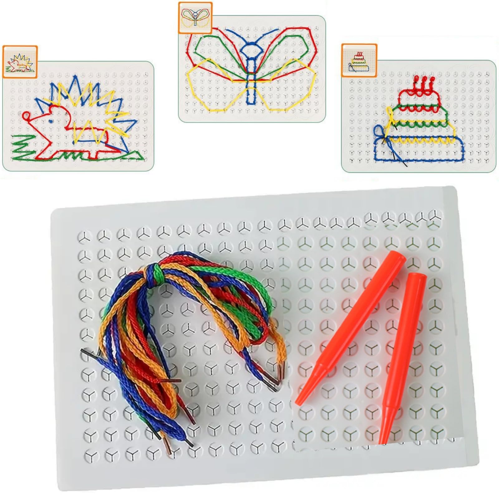 BigyQiu Thread Board,Sen-Sory Calm Down Threading Boards,Colorful Threading Sen-Sory Board,Threading Toys,DIY Threading Board,Educational Toy Game,Interactive Threading Board Puzzle Games Boys Girls