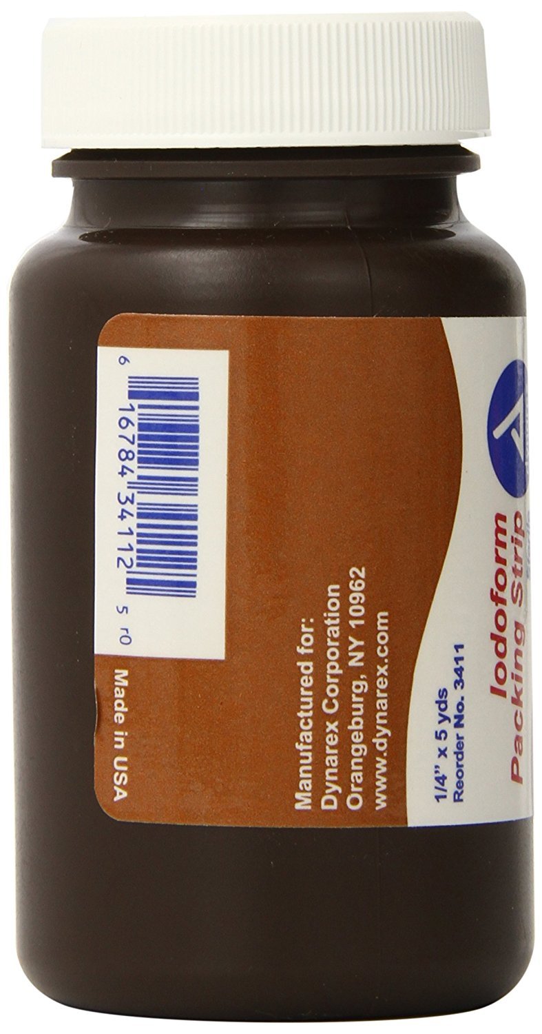 Dynarex 3411 Plain Packing Strip, Sterile Wound Care, 100% Cotton Woven Packing Strip, with Iodoform, Soft & Absorbent, 1/4" x 5 Yard. — Amazon image 2