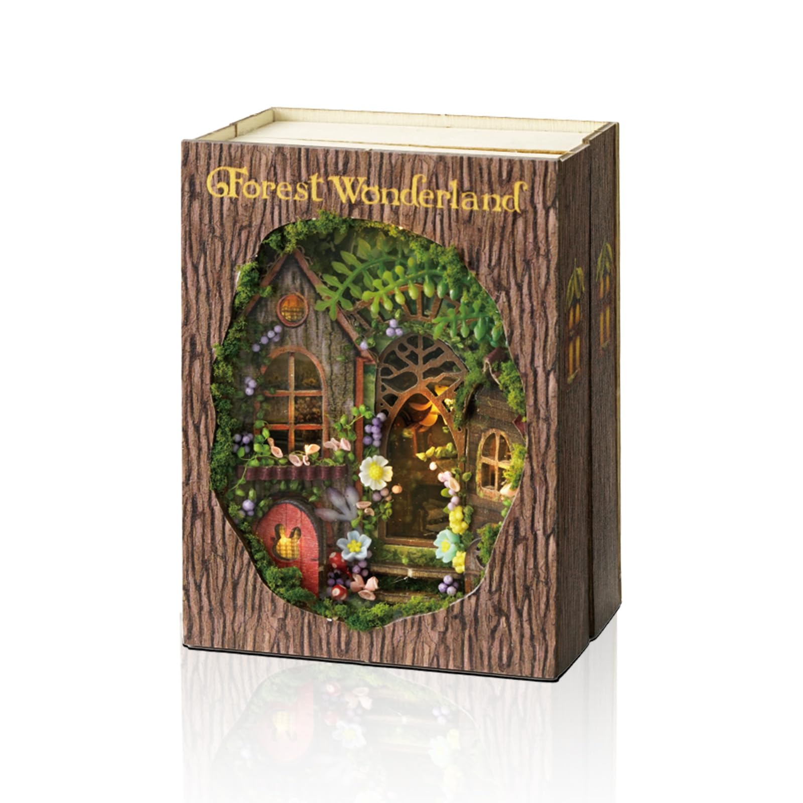 YANGUN DIY Book Nook Kit, 3D-puzzel, houten boekensteun, doe-het-zelf miniatuurhuis met ledlicht, poppenhuizen, miniatuurhuisset, boekenkast, miniatuurscènes, modelbouwsets voor volwassenen (Magic