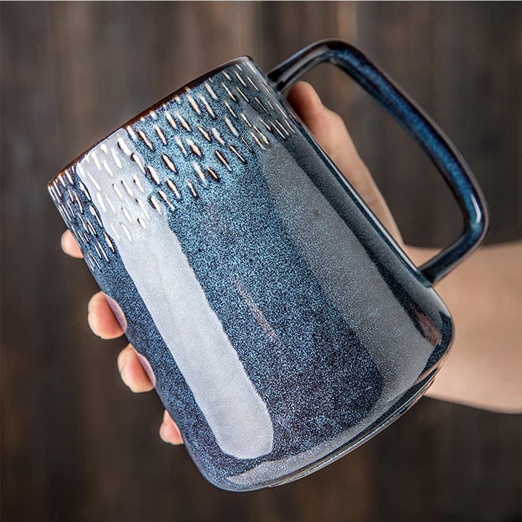 Duże ceramiczne kubki do kawy z pokrywką i chochlą, kubki do kawy z dużym uchwytem, bardzo duży kubek do herbaty i kawy do biura i domu, prezenty dla mężczyzny, kobiety, taty i mamy, kuchenka mikrofalowa A-700 ml