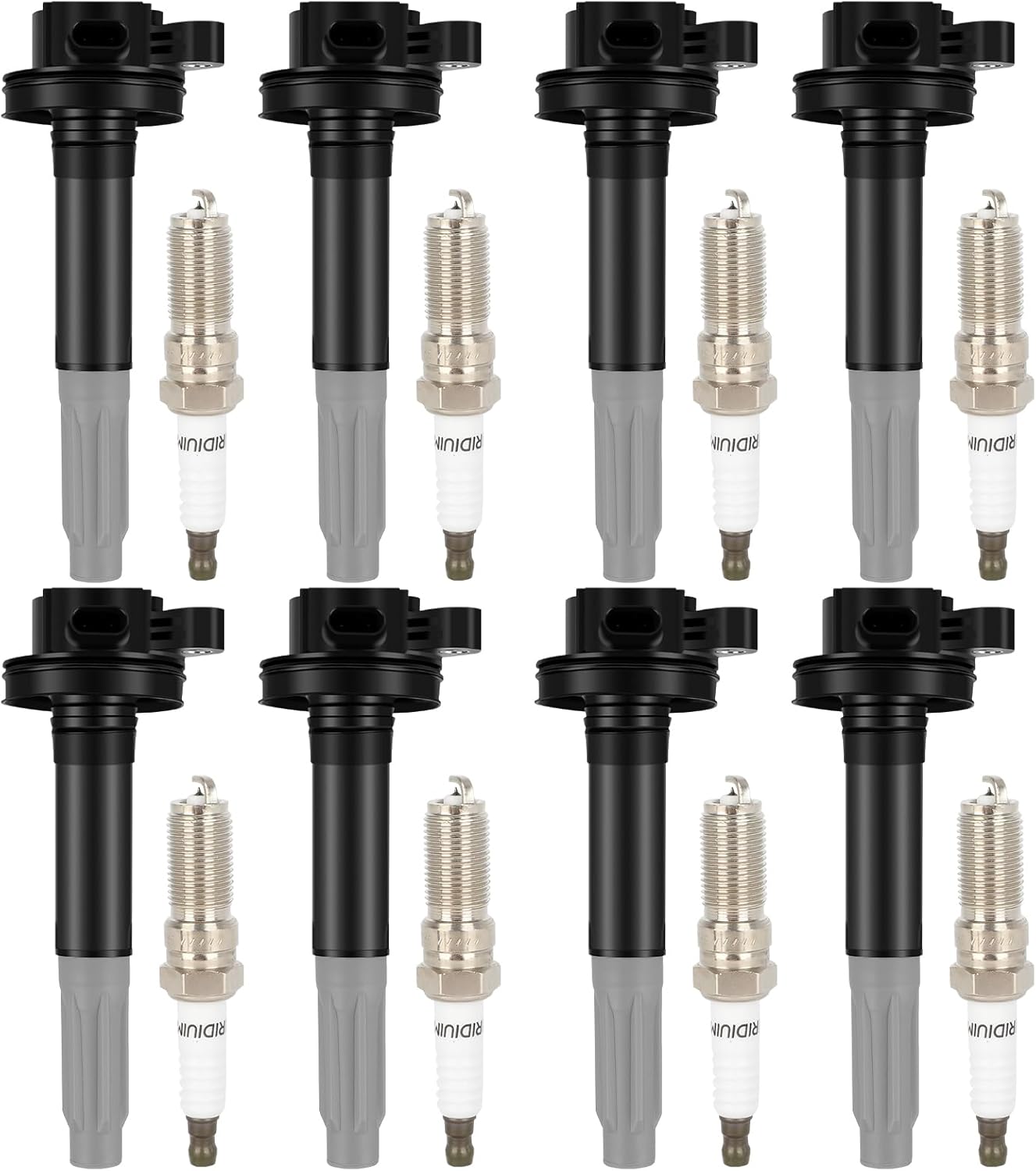 ROADFAR 8 Ignition Coils & 8 Iridium Spark Plugs Replaces #UF824, DG561 2-Pins Spark Plugs and Coil Packs Kit Compatible 2016-2017 for Ford for F-150 5.0L/V8