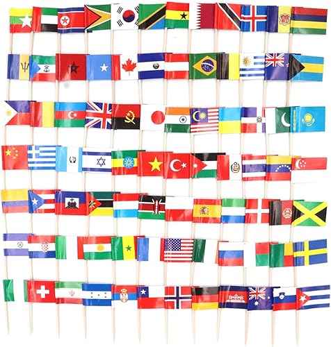 Miniatura 6 de YIPING 100 piezas de varios países del mundo, banderas de decoración de palillos de dientes, banderas olímpicas, banderas internacionales, cócteles,
