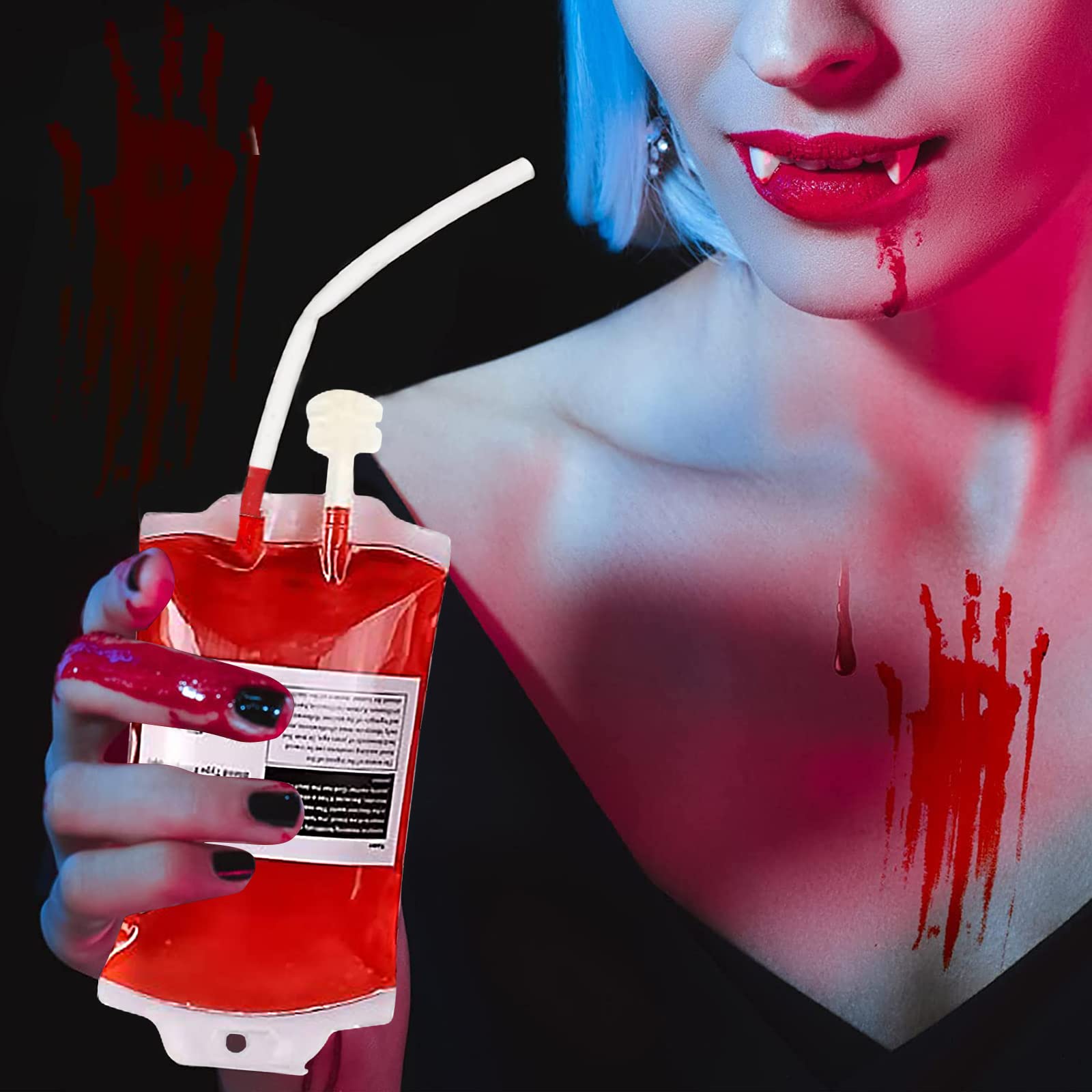 Sacchetti Di Sangue Per Halloween – 10 Pezzi, In PVC Riutilizzabili, Con Etichette E Siringa - 2