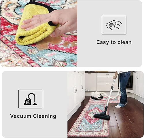 Vista 158 de KIMODE - Juego de 2 tapetes de cocina bohemios, antifatiga, antideslizantes, impermeables, ergonómicos, acolchados, cómodos, para lavandería, Caqui
