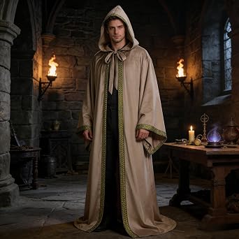 Colorful House Adults Hooded Velvet Wizard Cloak Costume for Halloween